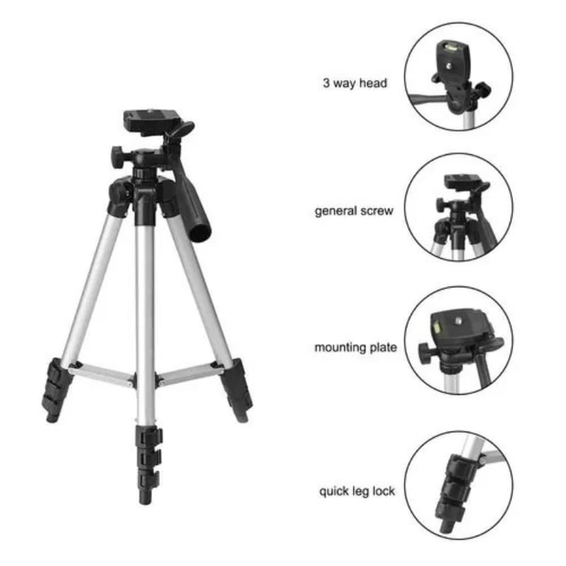 Silver Aluminium Tripod Camera Stand, Mobile Tripod Stand, Tripod Stand